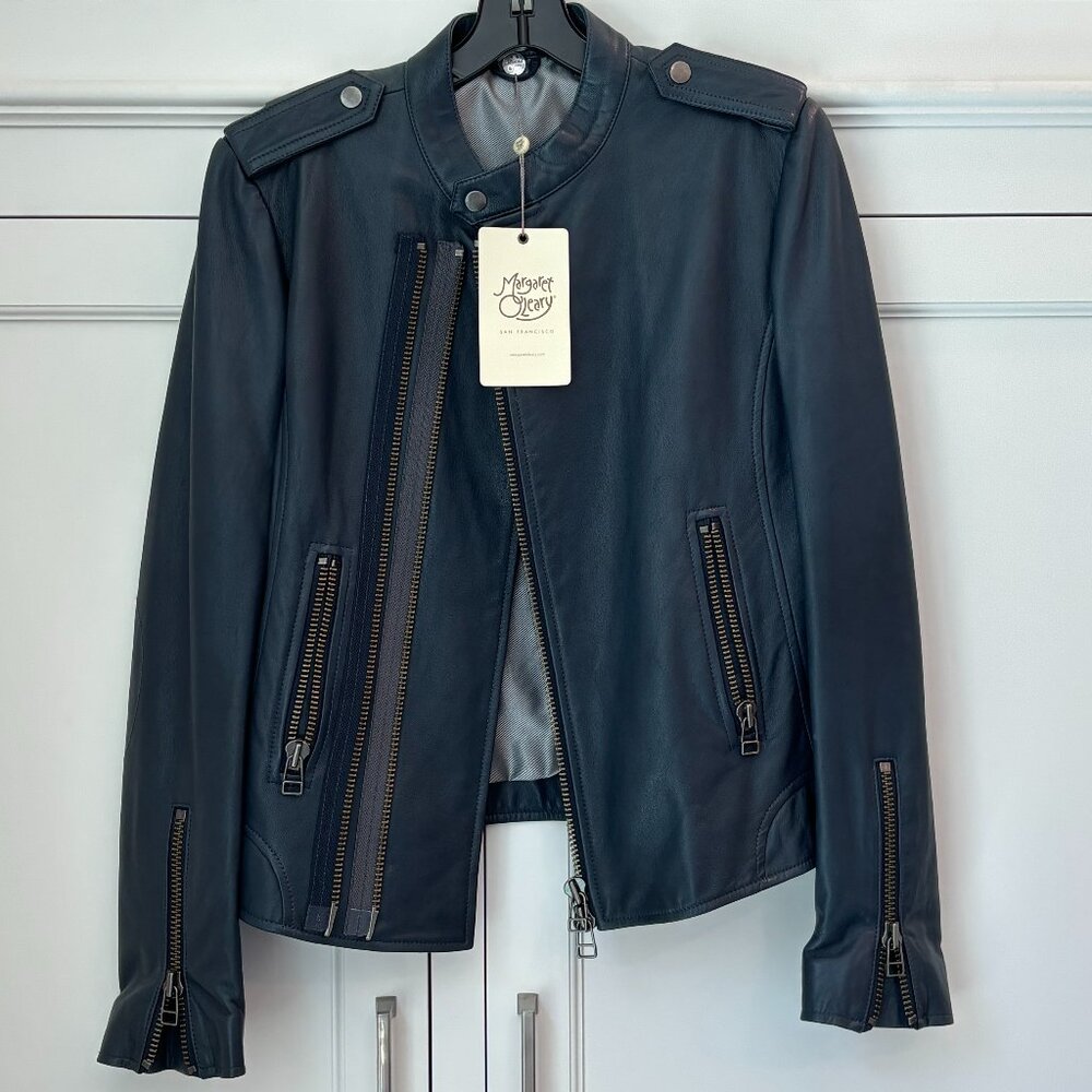 Margaret O'Leary Navy Leather Jacket